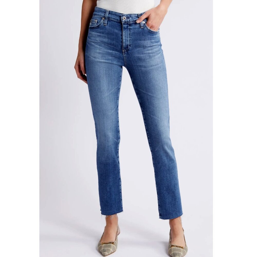 AG Adriano Goldschmied Jeans Mari Ankle Mid Rise Slim Straight Raw Hem 26